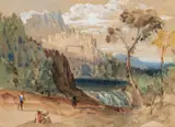 Frederick Lee Bridell, An Italian Hill-Town By A Lake, Watercolour