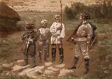 Vladimir Makovsky, Little Soldiers, pencil