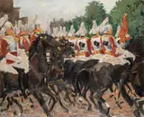Greville Wood Irwin Harry, Lifeguards, oil on panel