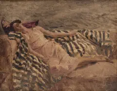 Bernhard Sickert, A Woman Reclining On A Chaise Longue, oil on canvas