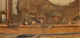 Charles Holroyd, Unloading The Ships, oil on board