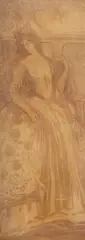 Charles Conder, A Lady In An Arcadian Setting, watercolour on silk