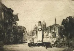 William Monk, View Of The Temporary Cenotaph In Whitehall (1920), etching framed Taken from Monk's Calendar for