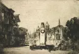 William Monk, View Of The Temporary Cenotaph In Whitehall (1920), etching framed Taken from Monk's Calendar for