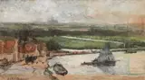 Johan Hendrik Weissenbruch, A Dutch Landscape With A Lake, watercolour