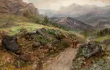 Samuel Lawson Booth, Farmers Walking Along A Mountain Road, oil on canvas