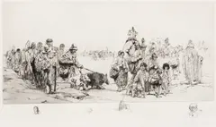Auguste Brouet, Towards The Saints-Maries, etching of The Sardine Boats