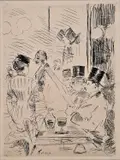 Jean-Louis Forain, Au Cafã‰, La Nouvelle Athens, etching on wove paper Plate: