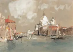 Hercules Brabazon Brabazon, Santa Maria Della Salute From The Grand Canal, pencil watercolour heightened with bodycolour