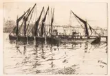 Walter Greaves, Coal Barges Unloading, etching Image