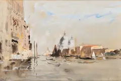 Hercules Brabazon Brabazon, A View From The Riva Degli Schiavoni, pencil watercolour heightened with bodycolour