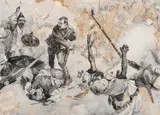 Leonard Raven-hill, He Ran Into The Midst Of The Enemy, ink with washes