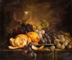 C.L. Lockton, Still Life Of Grapes And Oranges, oil on canvas