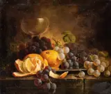 C.L. Lockton, Still Life Of Grapes And Oranges, oil on canvas
