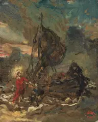 Eugène Isabey, A Sketch For 'Christ Upon The Sea Of Galilee', oil on board