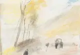 Hercules Brabazon Brabazon, The Road By The Sea, pastel with pencil 9 cm by 13 cm