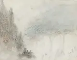 Hercules Brabazon Brabazon, Mountain Scene - A Souvenir Of Turner, pencil and chalk