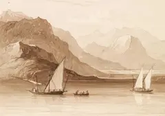 William Purser, A Greek Lake, ink