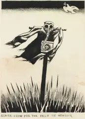 Arthur Wragg, Scarecrow For The Field Of Honour, pen and black ink