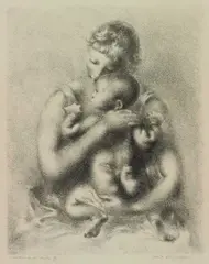 Clara Klinghoffer, Mother And Baby, pencil