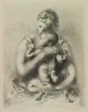 Clara Klinghoffer, Mother And Baby, pencil