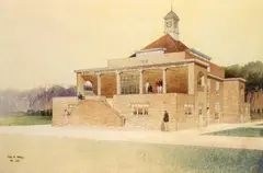 Cyril Farey, A Design For The Memorial Cricket Pavilion, City Of London School (1923), 1995, watercolour and bodycolour over pencil