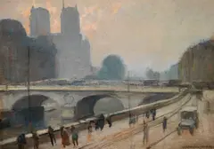 Frank Lewis Emanuel, Pont Sant Michel, Paris, oil on panel