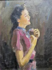 Mary McEvoy, A Portrait Of A Girl, oil on canvas