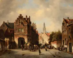 Jacques Carabain, Street Scene, oil on canvas