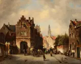Jacques Carabain, Street Scene, oil on canvas