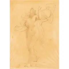Jules Lefebvre, Female Study, pencil on tracing paper