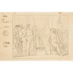 Jules Joseph Lefbevre, Study Of Coriolanus Seeking Refuge With Tullus (Study For The Prix De Rome, 1859), pencil on paper