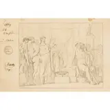 Jules Joseph Lefbevre, Study Of Coriolanus Seeking Refuge With Tullus (Study For The Prix De Rome, 1859), pencil on paper