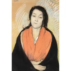 Édouard Morerod, Portrait Of A Sevillian Shepherdess, pastel on paper