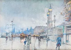 Georges Stein, A Bordeaux Street Scene, watercolour