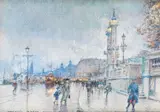 Georges Stein, A Bordeaux Street Scene, watercolour