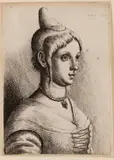 Wenceslaus Hollar, Young Woman With A Conical Hat To The Right