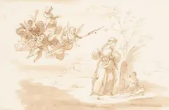 Francesco Podesti, Sketch For The Discovery Of Moses, pen and ink