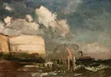Edwin Ellis, Shipping Off A Coastal Fort On The South Cost Of England, oil on canvas