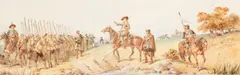Charles Cattermole, Oliver Cromwell Addressing The Roundhead Army, watercolour
