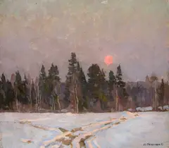 Yuri Semenyuk, Spring Moon (1981), oil on board