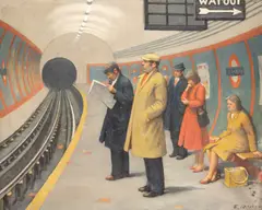 Fermin Rocker, A London Underground Platform, oil on canvas