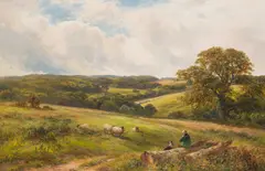 George Turner The Younger, Shepherd With His Flock, oil on canvas