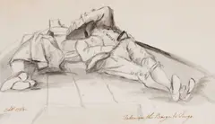 Taken In The Barge To Turgo; And A Man Wearing A Dark Wig by John Nixon, pencil, sold May 2021