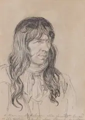James Ward, A Young Man In Wiltshire Who Fancied That His Good Or Evil Fortune Depended On Letting His Hair Grow, pencil