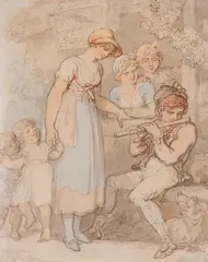 Thomas Rowlandson, The Flute Player, pencil