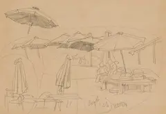 James Holland Ows, Sketches Of The Market Place Rouen; And Studies Of A Boat, pencil
