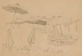 James Holland Ows, Sketches Of The Market Place Rouen; And Studies Of A Boat, pencil