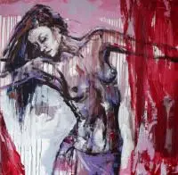 Małgorzata Sęk, Red rain, 2014, 2014, akryl, płótno
