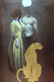 Jakub Godziszewski, Narzeczeni i gepard, 2014, 2014, olej, pasty pozłotnicze, płótno